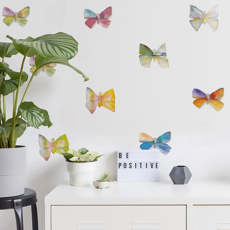 Tempaper Painted Butterfly Removable Wall Decals (Contains 10 Pieces on (2) 17.25" x 9.75" Sheets)