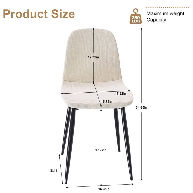 Modern Knit Fabric Dining Chairs, Kitchen Side Chairs with Comfortable Cushions and Adjustable Feet, for Dining Rooms, Set of 4