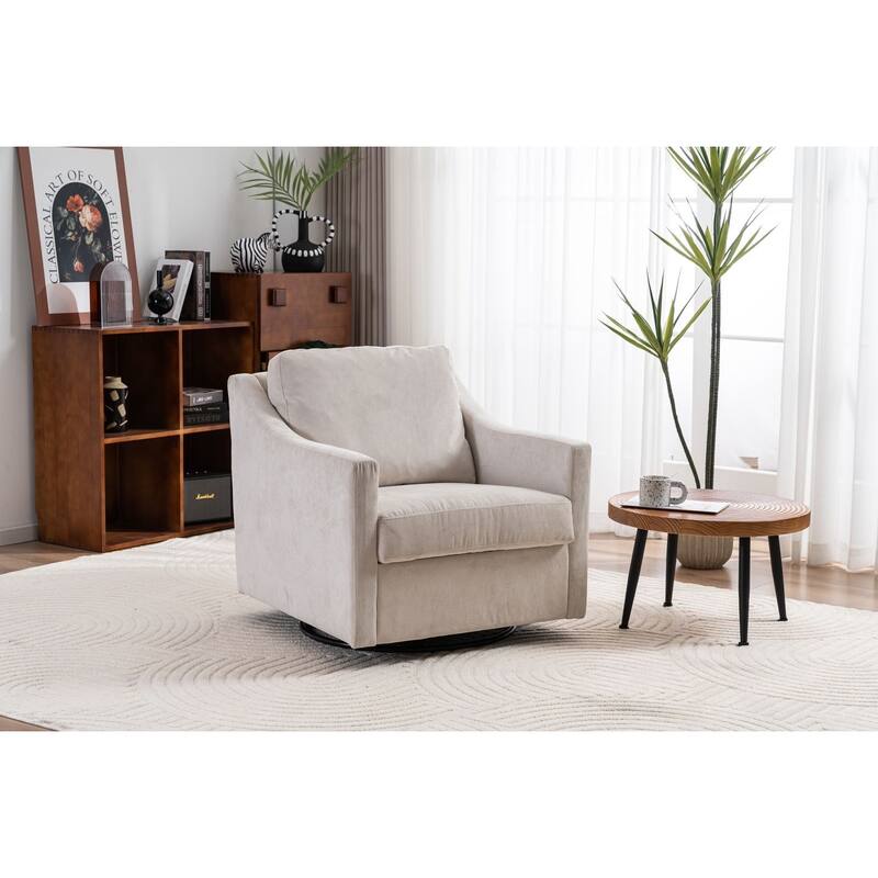 Modern upholstered Large swivel chair linen fabric comfortable to sit