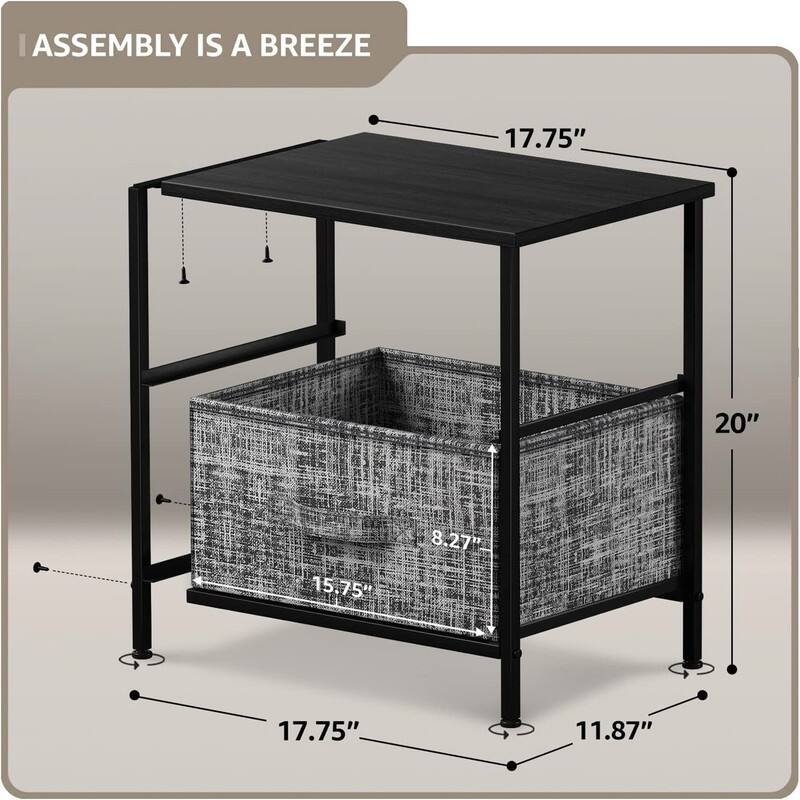 Nightstand with 2 Drawers