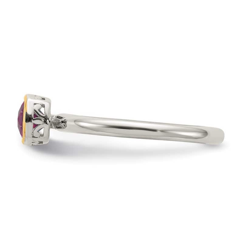 Curata 925 Sterling Silver With 14k Accent Rhodolite Garnet Ring