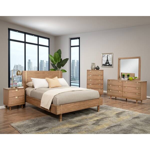 Alpine Furniture Easton Wood Platform Bed in Sand (Beige) On Sale