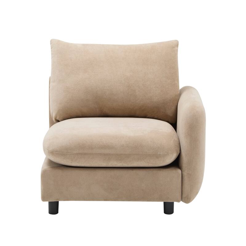 L Shaped Modular Sectional Sofa with Ottoman, Oversize Velvet Upholstered Sofa, 5 Seat Sofa with Removable Cushions