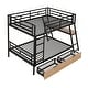 preview thumbnail 14 of 15, Full Size Metal Bunk Bed with Built-in Desk, Light and Drawers, Black