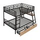 preview thumbnail 14 of 13, Full Size Metal Bunk Bed with Desk, Light, and 2 Drawers, Black