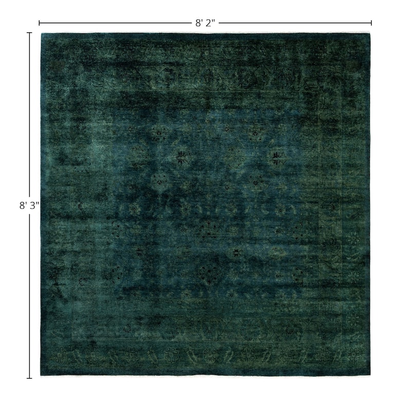 Overdyed One-of-a-Kind Hand-Knotted Area Rug - Green - 8' 2" x 8' 3"