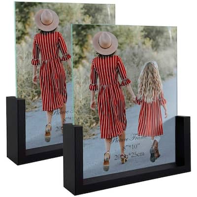 8x10 Picture Frames Glass Photo Frame with Wooden Base