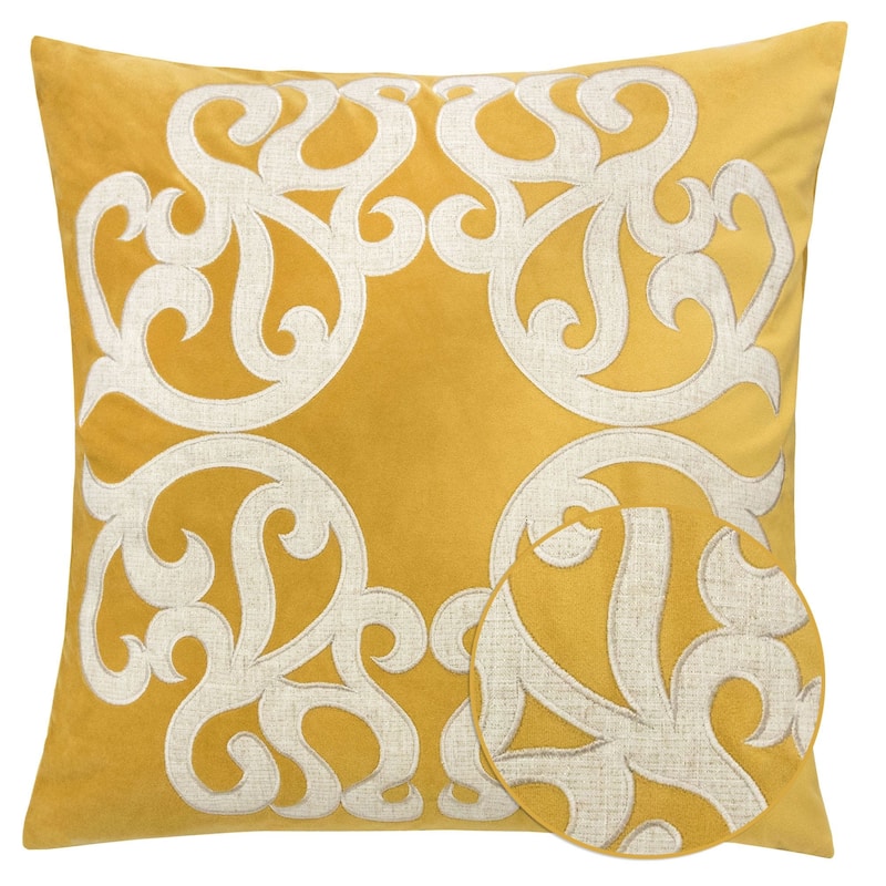 Vintage Vine Throw Pillow Set of 2, 20"x20" Polyester Velvet Cushion Covers with Hidden Zipper