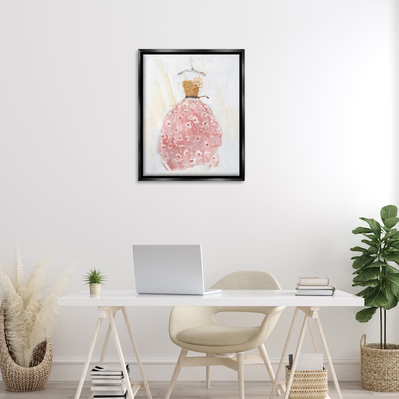 Stupell Elegant & Sophisticated Pink Gown Framed Floater Canvas Wall Art Design By Sally Swatland
