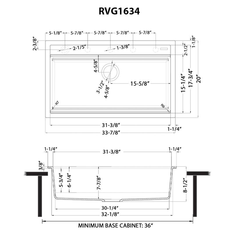 Ruvati 34-inch epiCube Granite Composite Workstation Drop-in Kitchen Sink Matte White - RVG1634WH