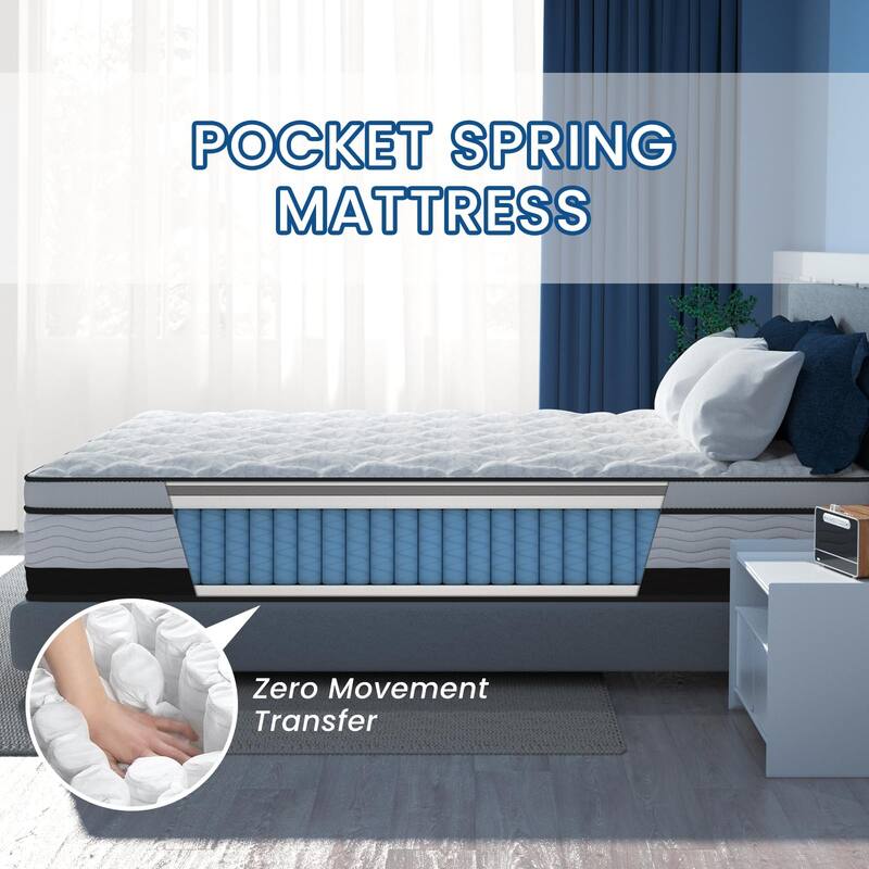 12 inch King Hybrid Mattress in a Box, Cooling Gel Infused Memory Foam and Pocket Spring Mattress, Medium Firm, 76 x 80 inches