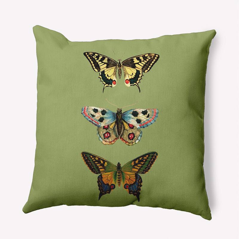 Butterflies Polyester Indoor Pillow - Apple Green - 16" x 16"