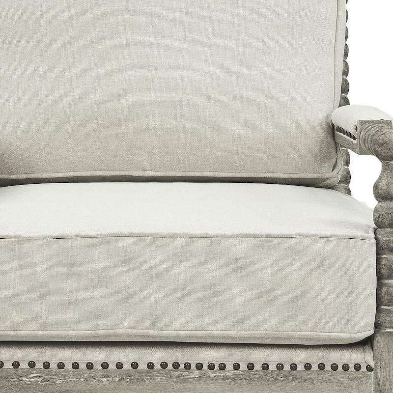 HomeRoots 35" Beige Linen And Gray Oak Solid Color Club Chair - 35
