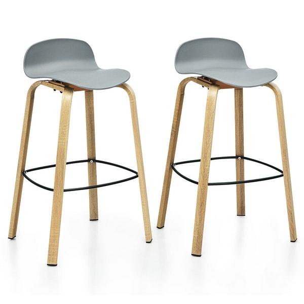 Gymax Modern Set of 2 Barstools 30inch Pub Chairs w/Low Back & Metal. Opens flyout.