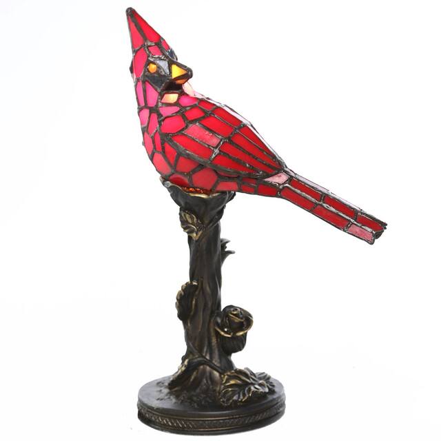 River of Goods Red Stained Glass 13-inch Cardinal Accent Lamp - 8"L x 4.5"W x 13.5"H