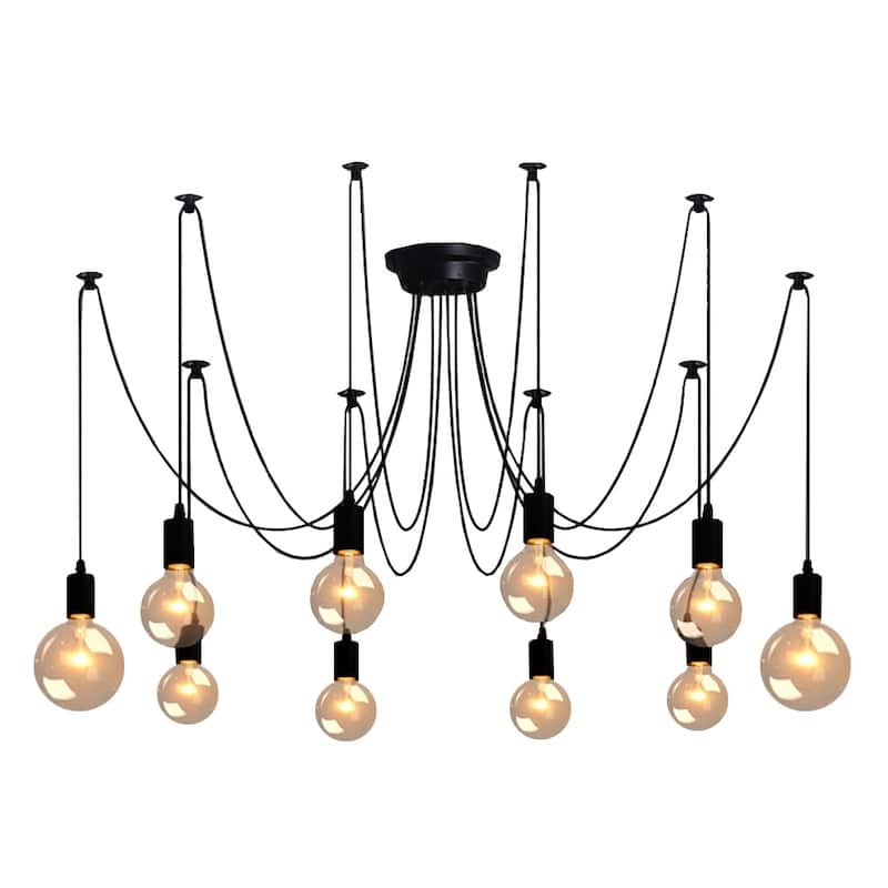 Bella Depot Modern Industrial Edison Lighting Adjustable Spider Light Cluster Chandelier. - 10 Light