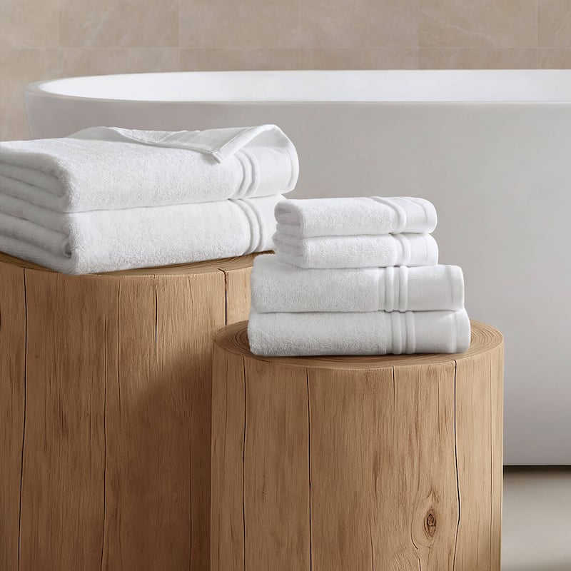 Madison Park Roan Border 6 Piece Towel Set - 27x54" - White/White