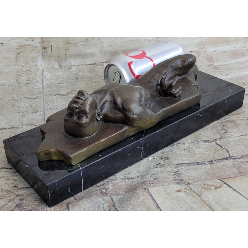Surreal Hot Cast Bronze Sculpture Of Male Figure Trapped In The Floor On A Marble Base