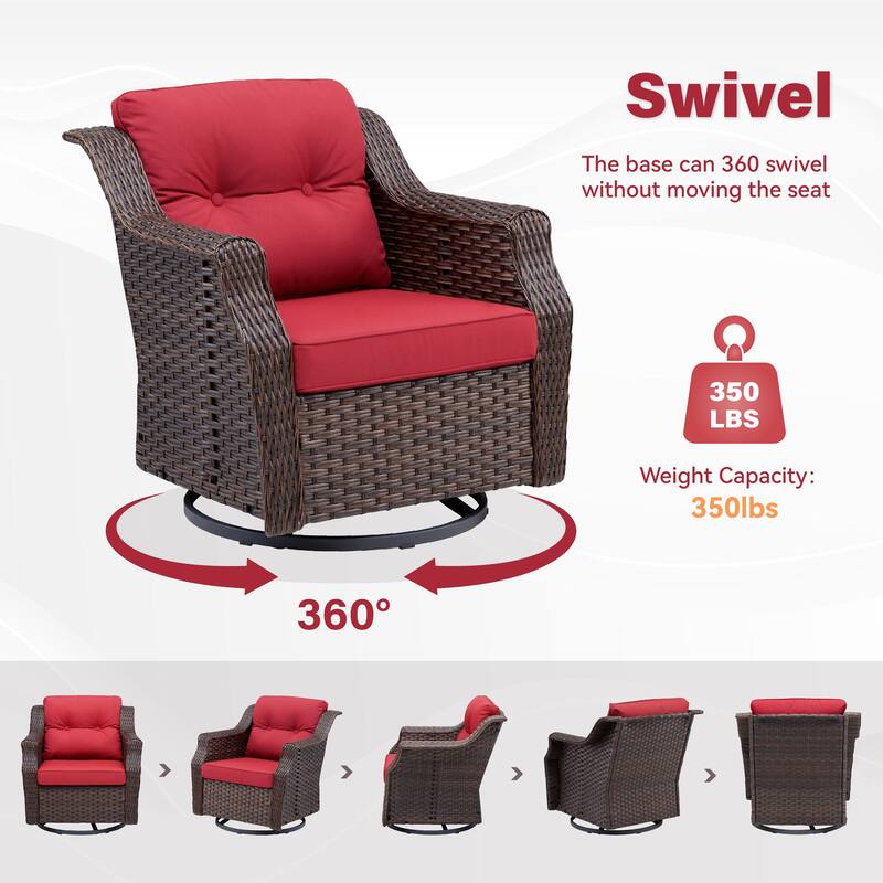 Pocassy 6-Piece Patio Swivel Chair with Side Table