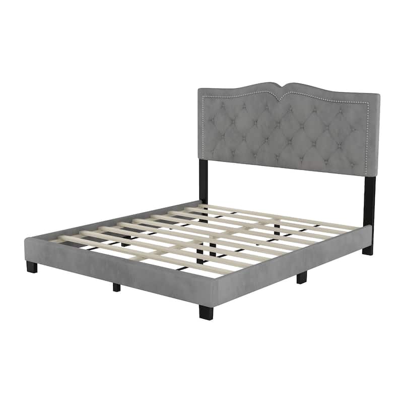 Elegant Design Upholstered Platform Bed Frame with Headboard