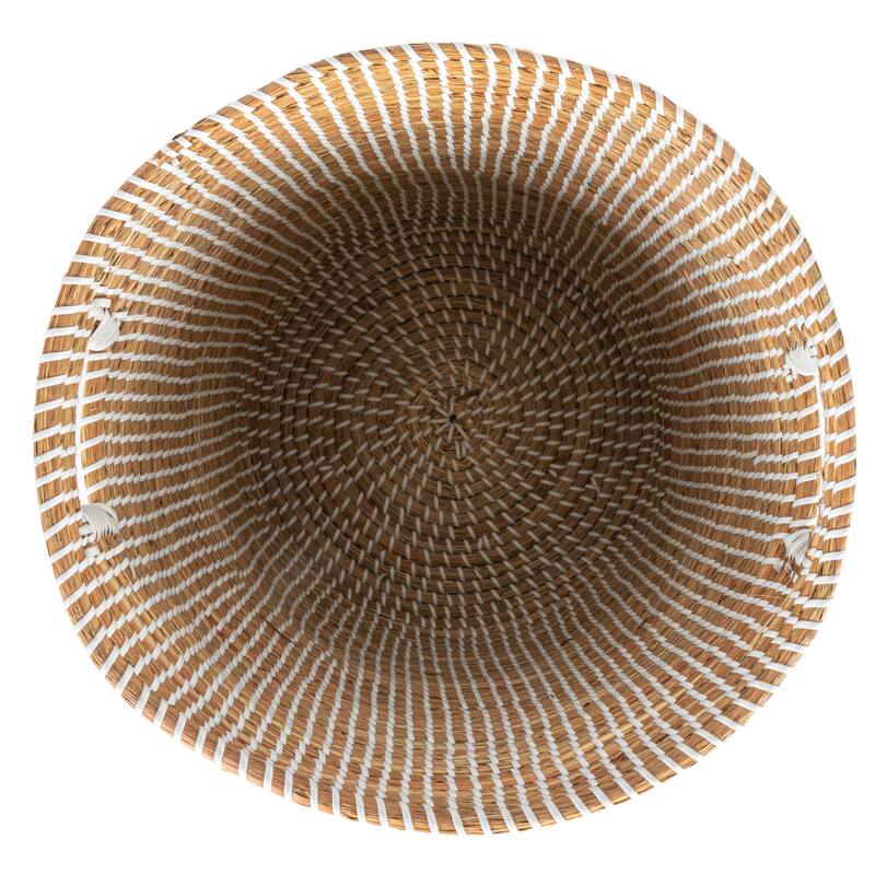 Seagrass Tables with Storage and Wood Tops