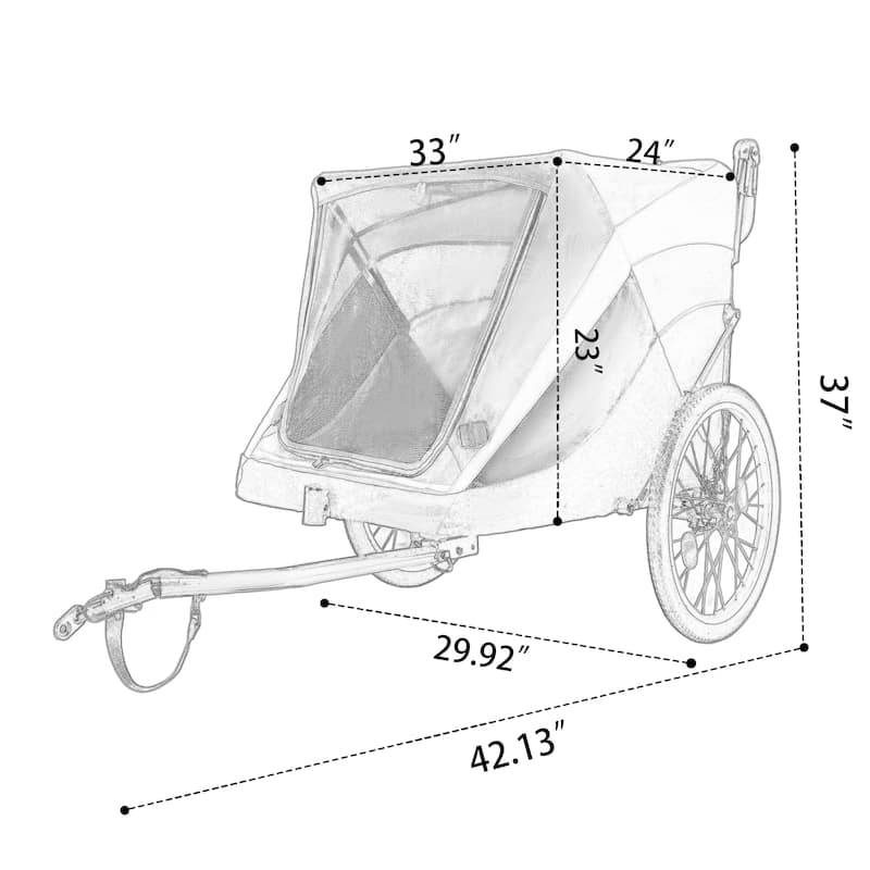 2-in-1 Pet Bike Trailer & Push Cart - 100LB Dog Carrier with Quick Release Wheels, Storage Bag & Safety Leash