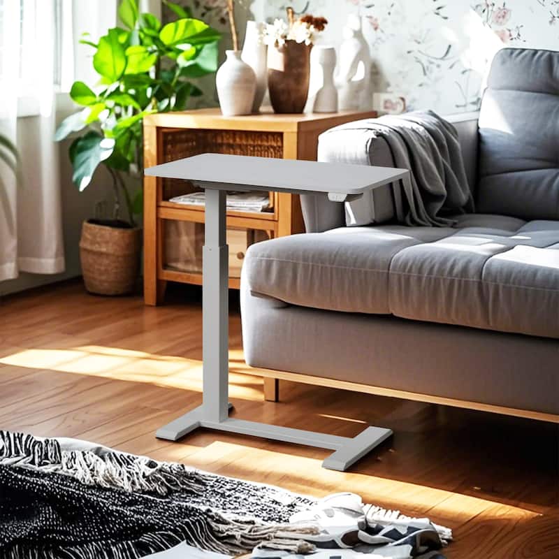 KOWO Electric Height Adjustable Side Table Soft Touch Bedside End Table with Quiet Motor, Modern Nightstand for Home & Office
