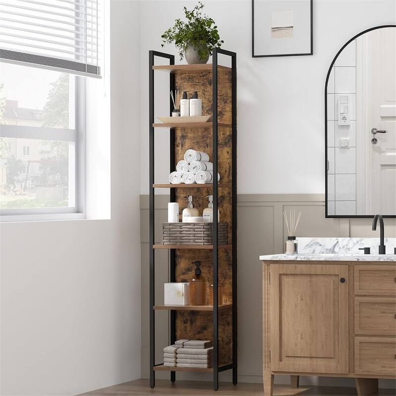 5 or 6 Tier Bookshelf Narrow Bookcase for Small Space