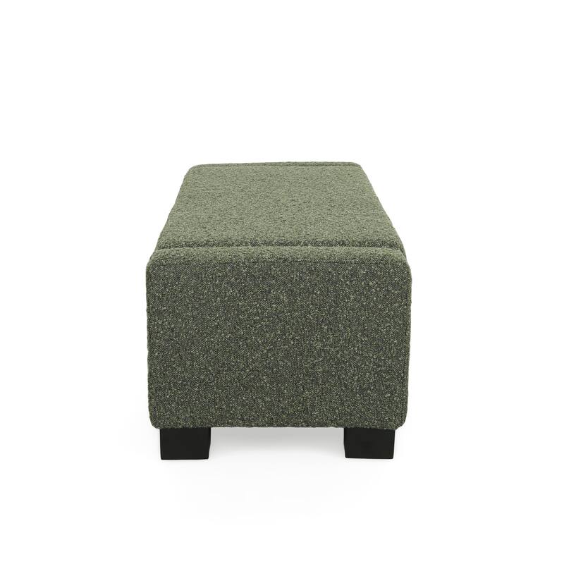50" Ottoman Bench in Textured Fabric, Rectangular Design with Hinged Lid for Seating, Footrest, and Hidden Storage