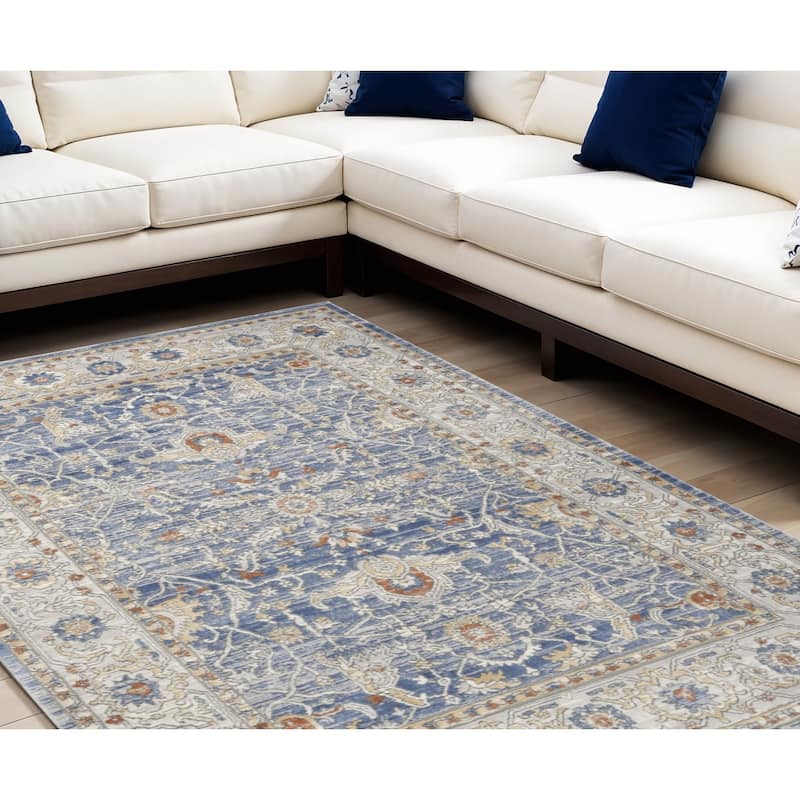 Netoy Power Loomed Area Rug By HomeRoots - 118' X '94' X '0.5 - 118' X '94' X '0.5 - Oxford Blue - Rectangle