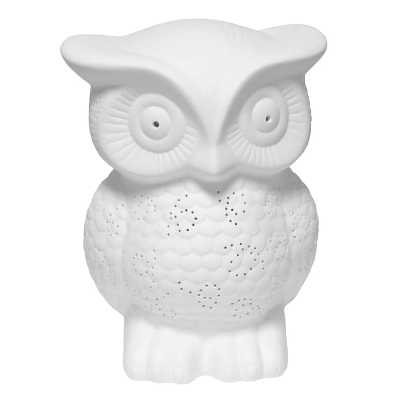 9.84" White Owl Cute Ceramic Table Lamp with Corded On/Off Switch for Cozy Lighting or Kids Room - 6.89”L x 7.48”W x 9.84”H