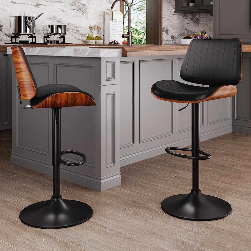 Swivel Adjustable Height Counter Stools, Bar Stools with Backs - 20" W X 18"D X 24-33" H