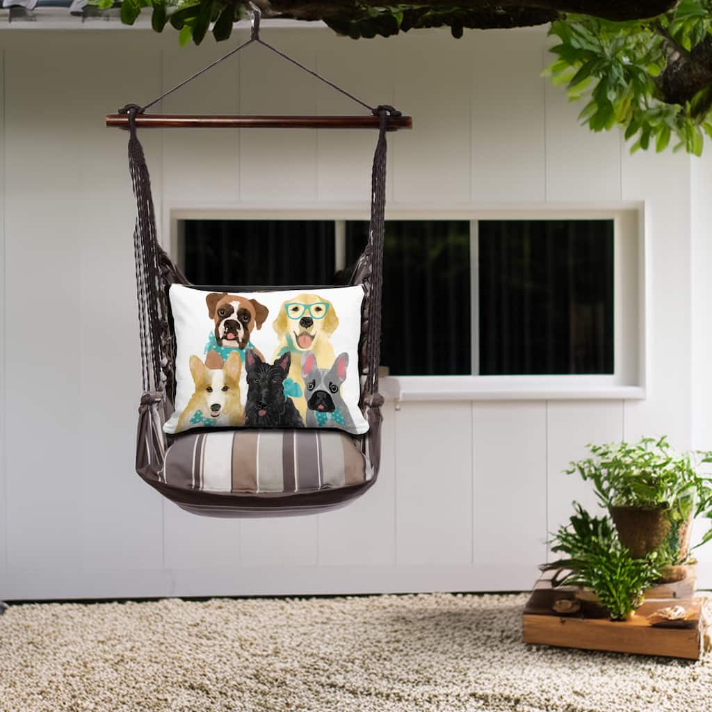 Magnolia Casual Swing Set 4 piece - Slate Gray Stripe w/ Dog Portrait