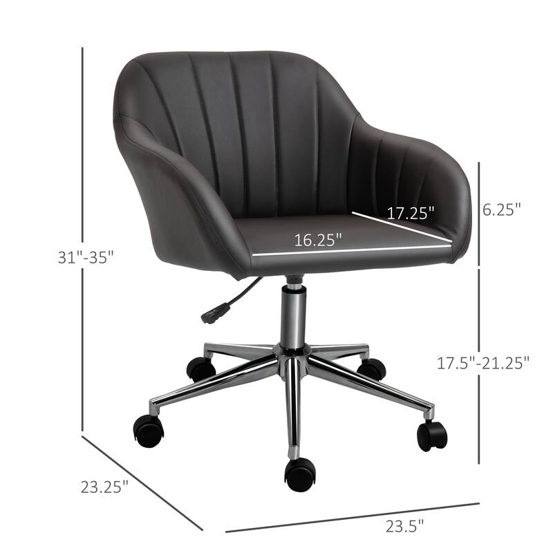 Vinsetto Mid Back Home Office Chair Computer Desk Chair with PU Leather, Adjustable Height, Swivel Wheels for Study, Bedroom