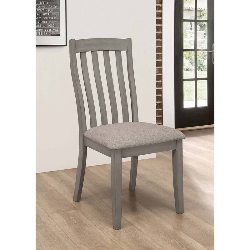 Set of 2 Dining Chairs with Upholstered Seat - Grey