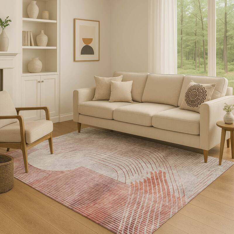 Premium Washable Super Soft Contempoary Glam Mayfield Rug - Salmon - 2'6" x 3'10"
