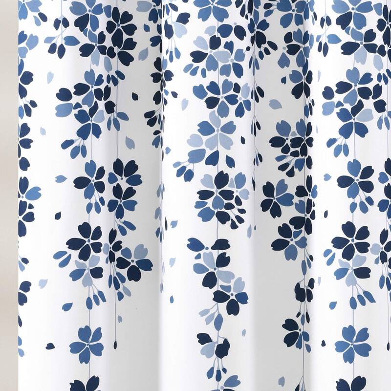 Weeping Flower Shower Curtain, 72"x72", Navy & Blue Floral Design