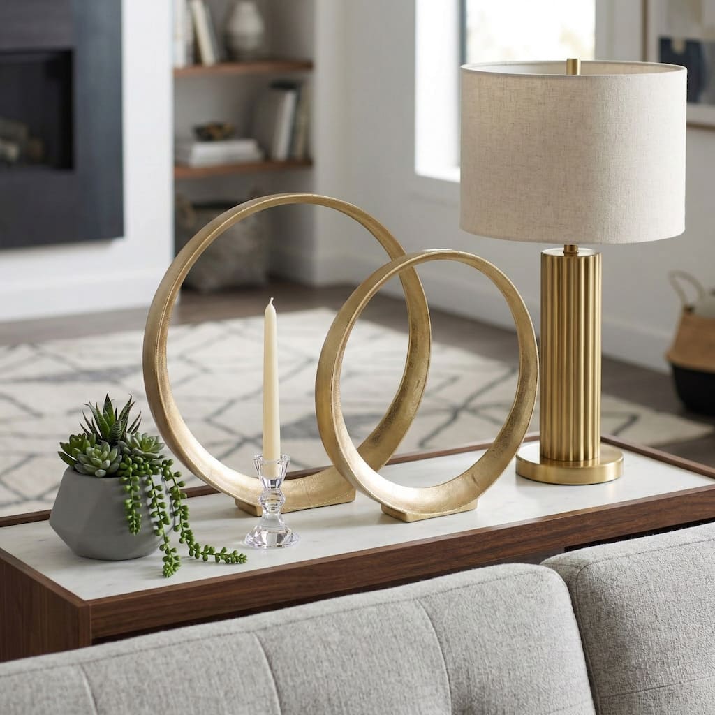 Metal Sculpture Accent Piece with Modern Geometric Design