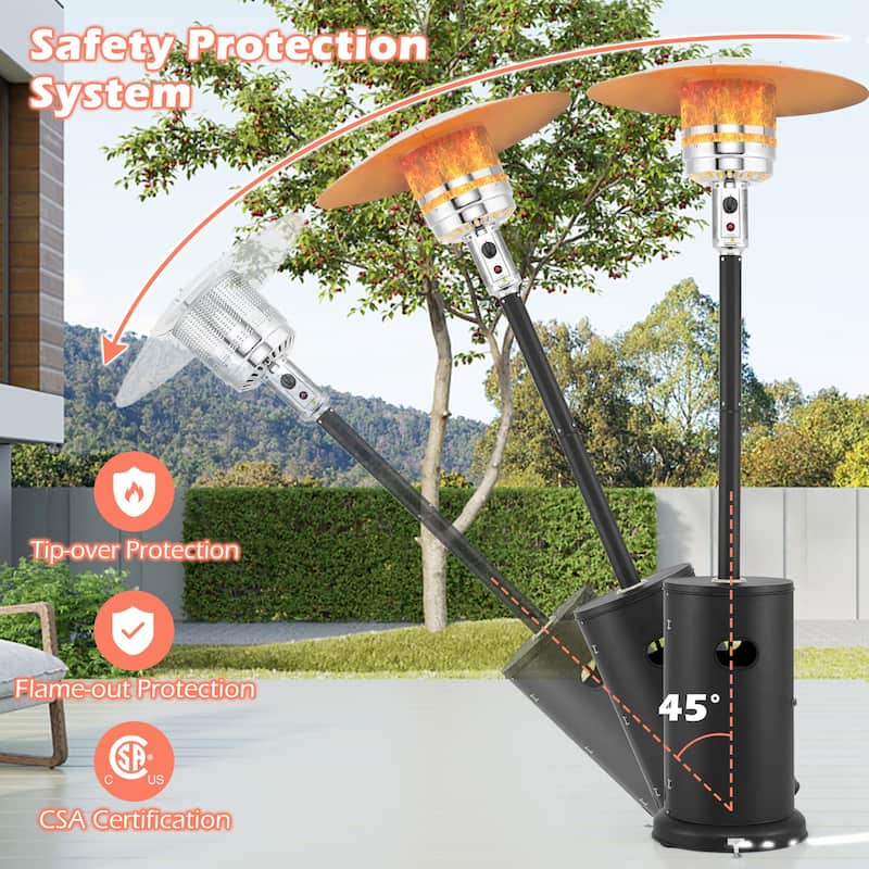 50000 BTU Propane Patio Heater with Round Table Design Adjustable Temperature Control Knob - 32" x 87"