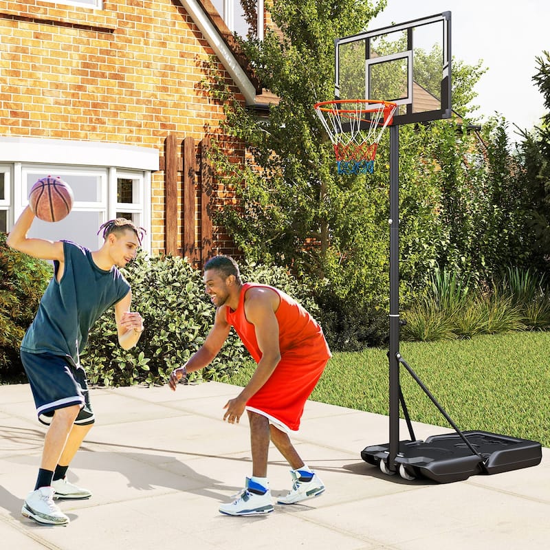 Outdoor Basketball Hoop with 18-Level Adjustable Height and Shatterproof Backboard - 4.8-11.5 ft