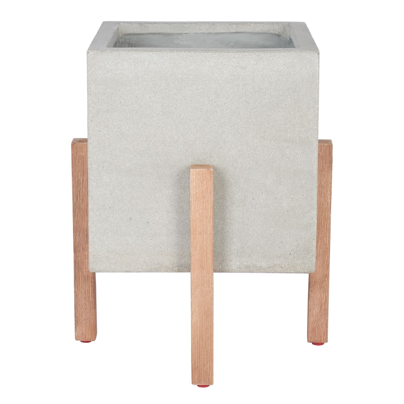 SAFAVIEH Outdoor Nynne Concrete Planter - 14Wx14Dx18H