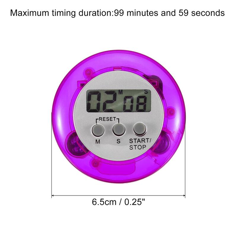 Round Digital Timer, Count Down UP Clock with Magnetic, Big LCD Display Purple - Purple