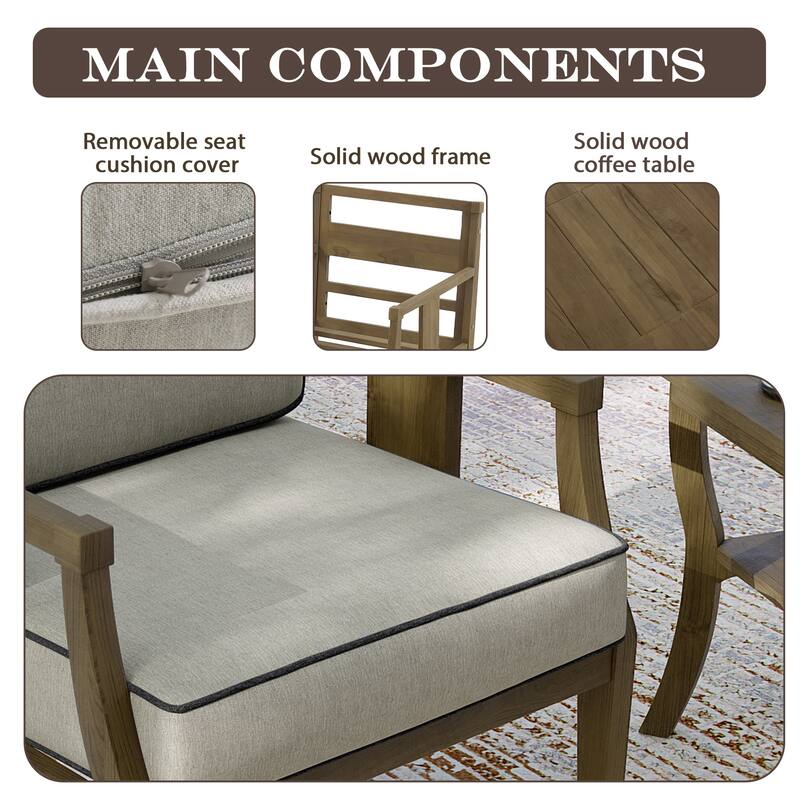 6-piece Outdoor Teak Seating Set Club Chairs with Cushions