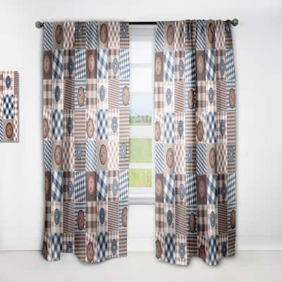 Designart 'Buttons on Squared Patchwork' Traditional Curtain Single Panel