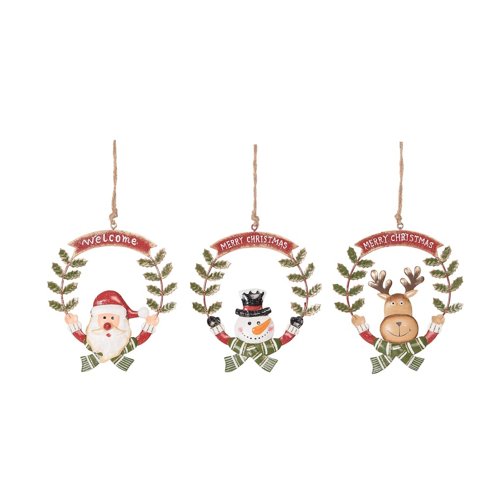 Holiday Metal Ornaments, Set of 3 - Set of 3