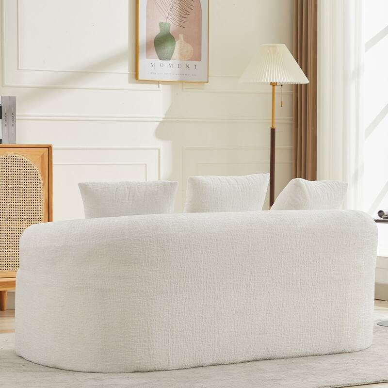 63.2" Modern Small Loveseat Sofa, Chenille Boneless Couch, Deep Seat Sofa with 3 Pillows