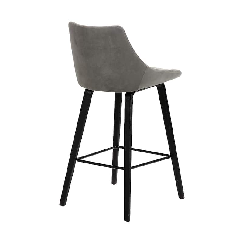 Grey Fabric Tufted Counter Bar Chair with Black Iron Frame and 26 inches Seat Height - 19” x 19” x 35.75” (D x W x H)