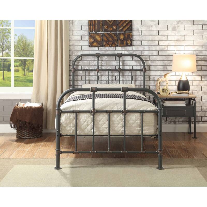 Metal Bed in Sandy Gray
