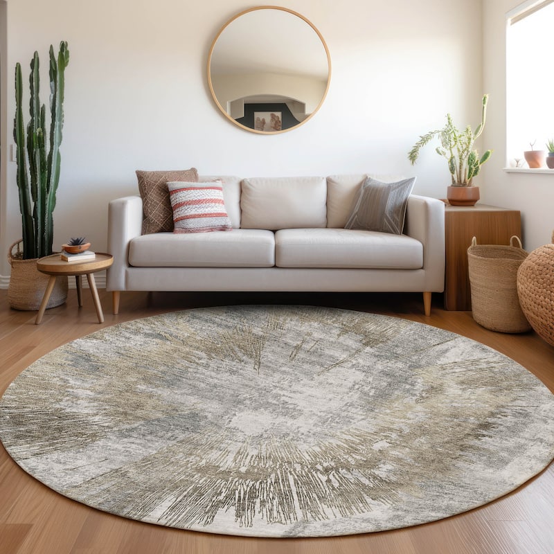 Machine Washable Indoor/ Outdoor Chantille Contemporary Starburst Rug