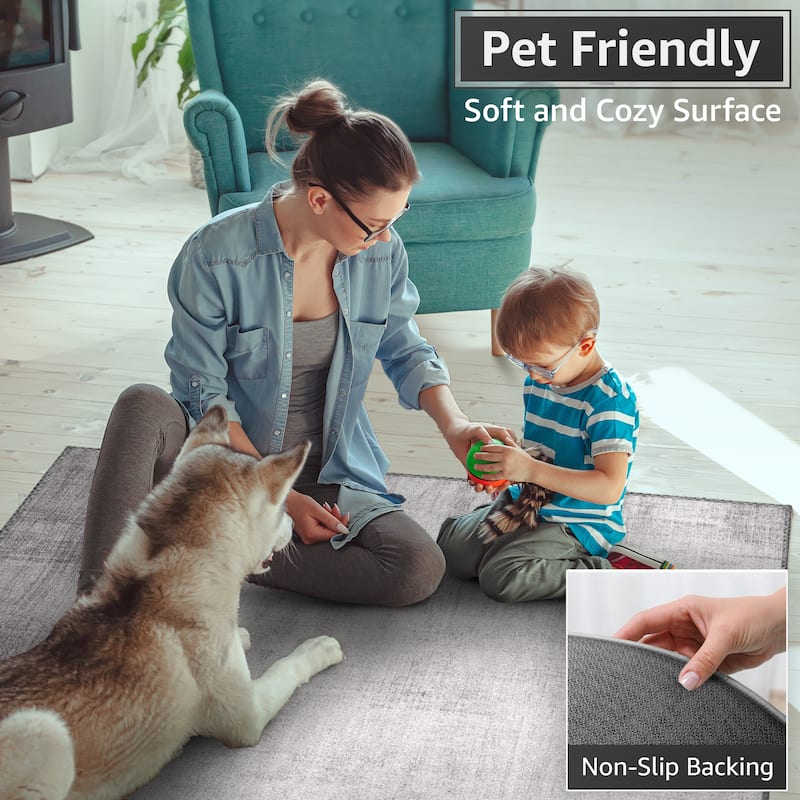Sorbus 8x10 Area Rug, Machine Washable, Non-Slip, Low Pile Non-Shedding Indoor - Soft Carpet Throw Rug with Rubber Backing
